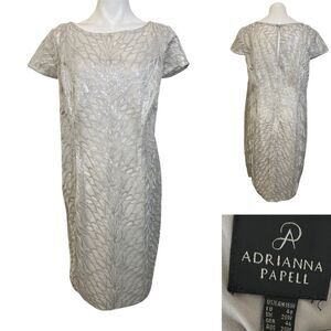 Adrianna Papell dress plus size 16w feather sequin sheath cocktail knee length